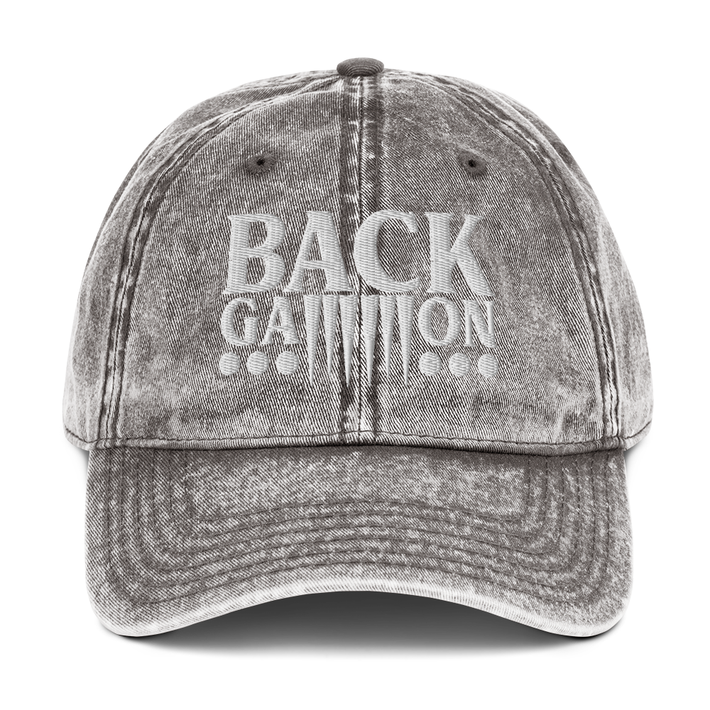 Backgammon Vintage Cotton Twill Hat (white embroidery)