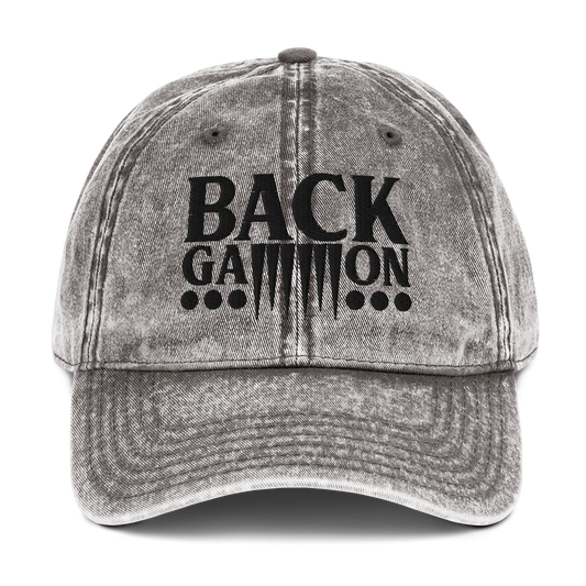 Backgammon Vintage Cotton Twill Hat (black embroidery)