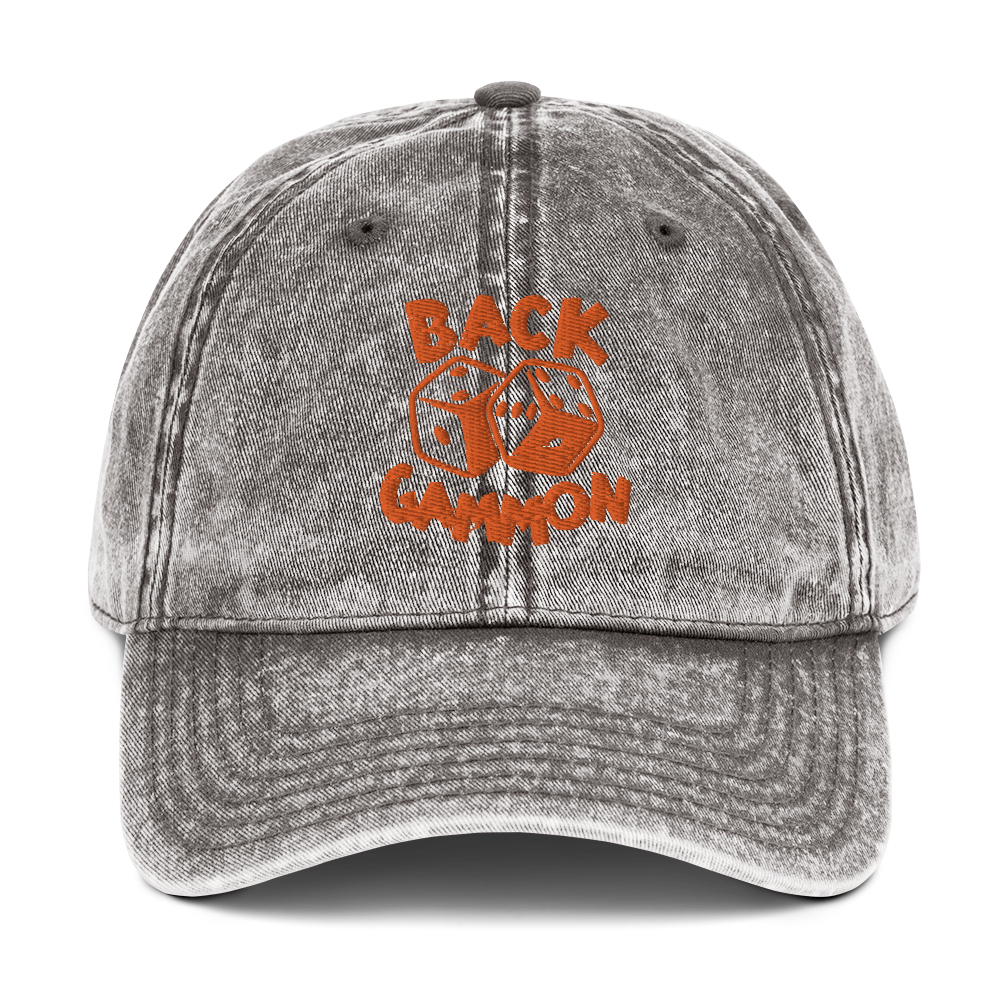 Backgammon Vintage Cotton Twill Hat (orange embroidery)