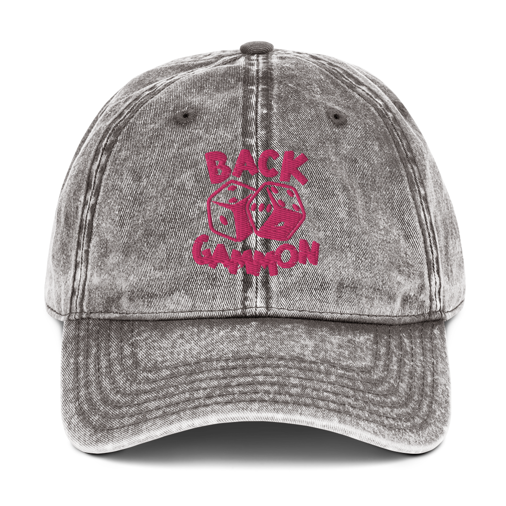 Backgammon Vintage Cotton Twill Hat (pink embroidery)