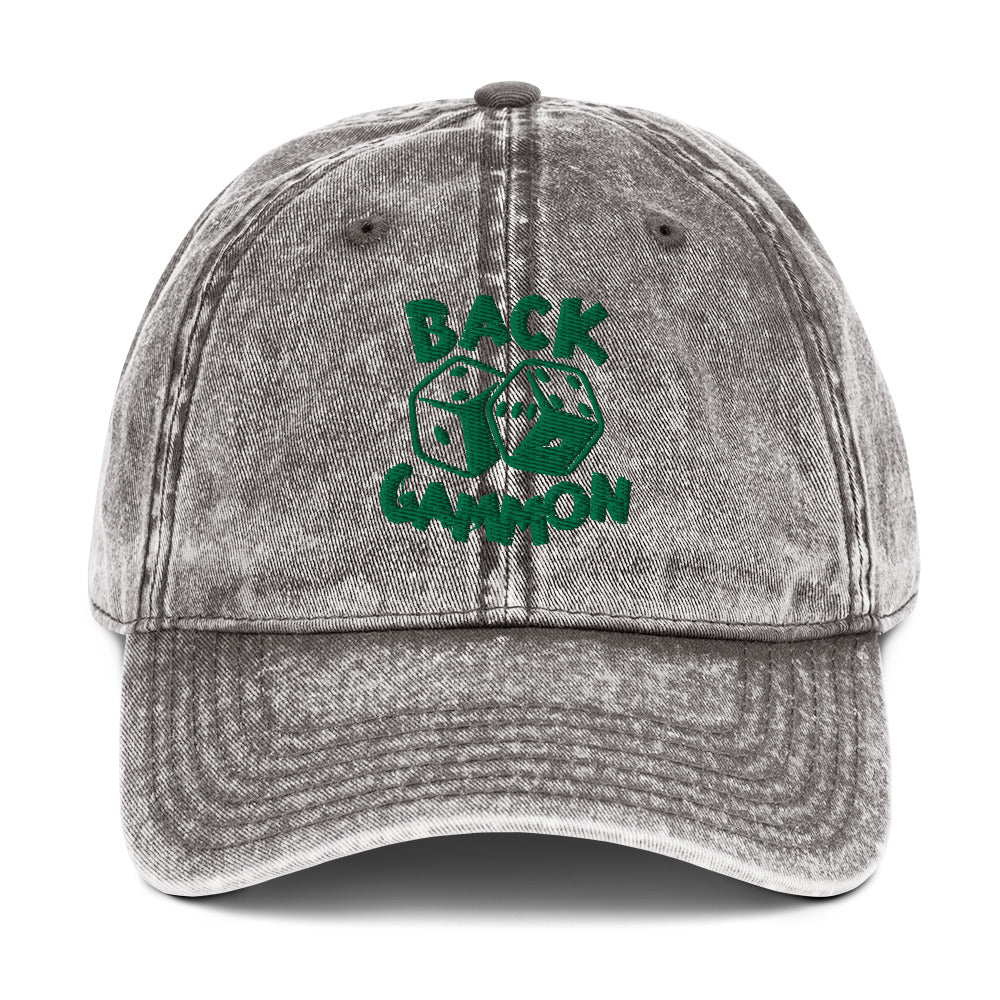 Backgammon Vintage Cotton Twill Hat (green embroidery)