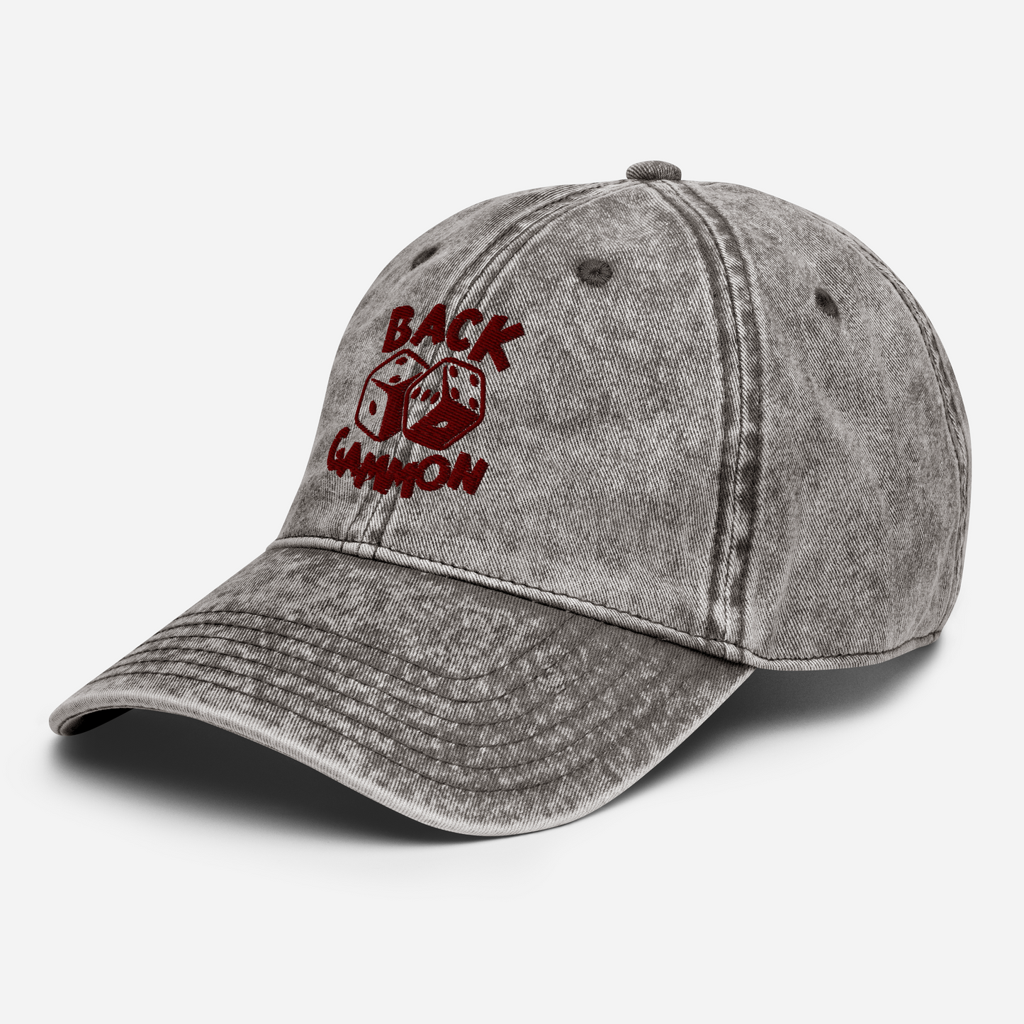 Backgammon Vintage Cotton Twill Hat (maroon embroidery)