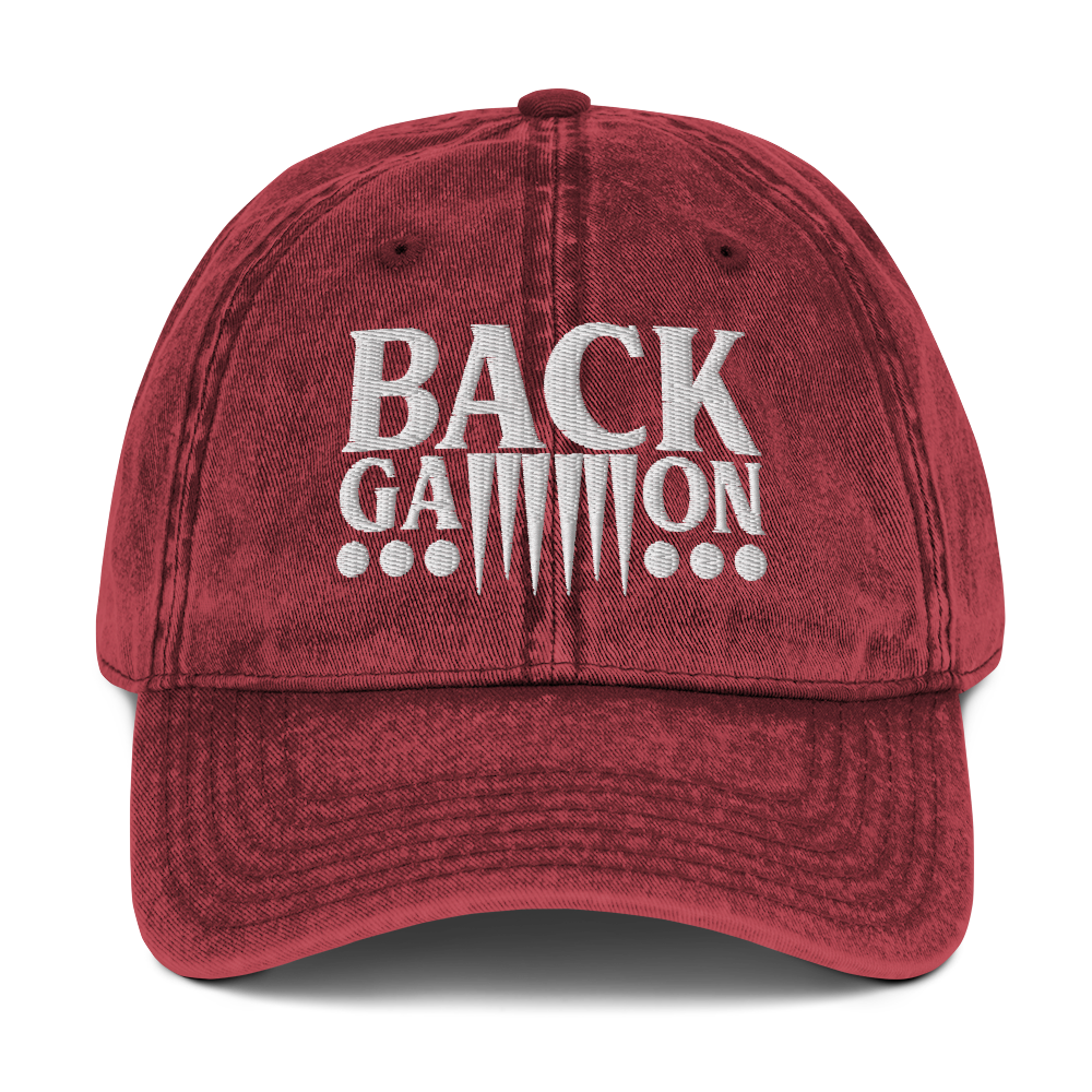 Backgammon Vintage Cotton Twill Hat (white embroidery)