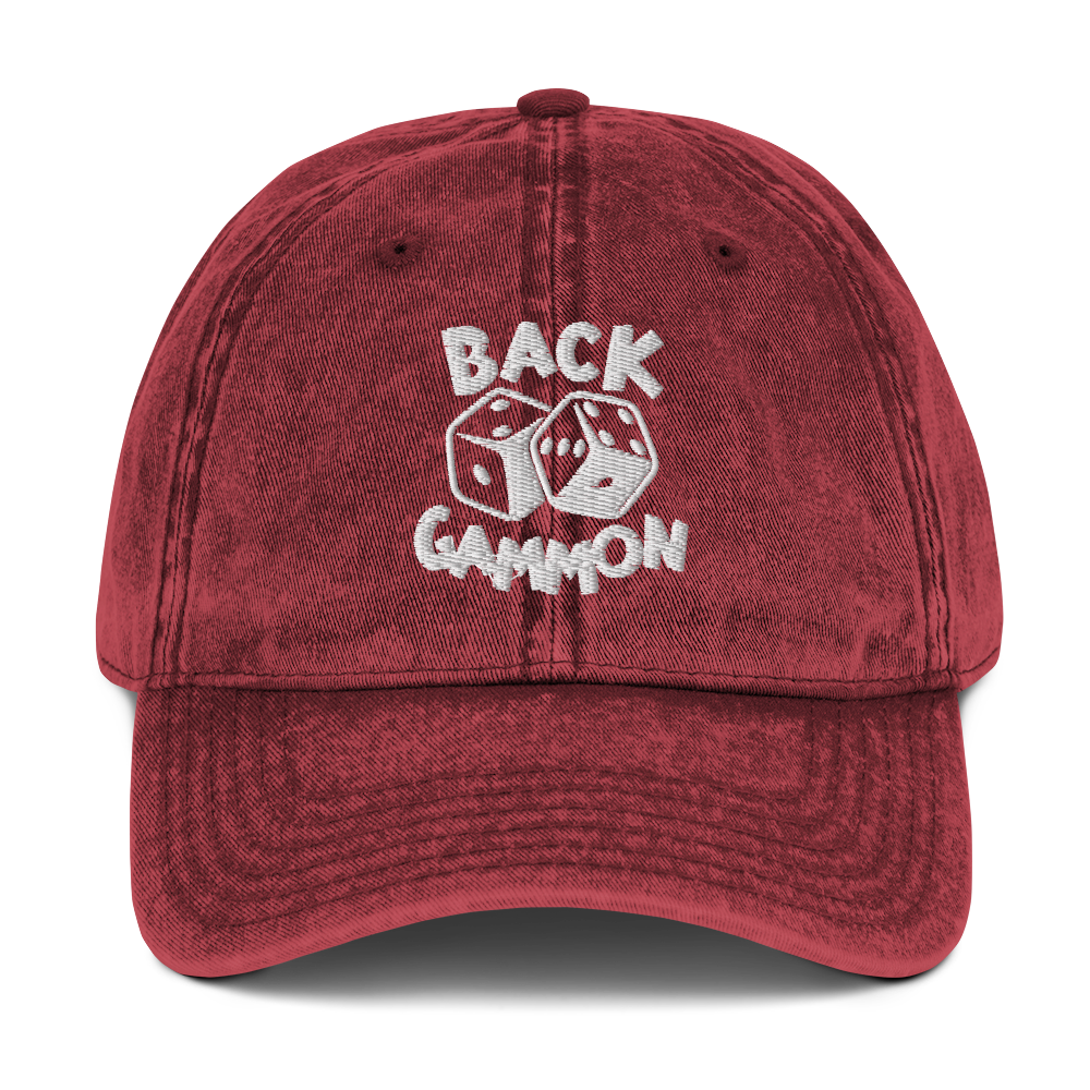 Backgammon Vintage Cotton Twill Hat (white embroidery)