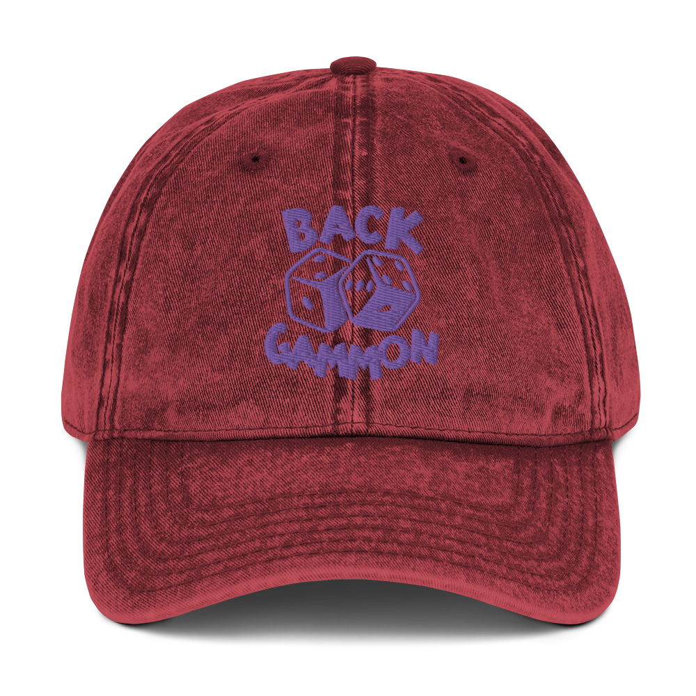 Backgammon Vintage Cotton Twill Hat (purple embroidery)