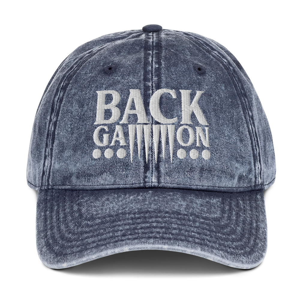 Backgammon Vintage Cotton Twill Hat (white embroidery)