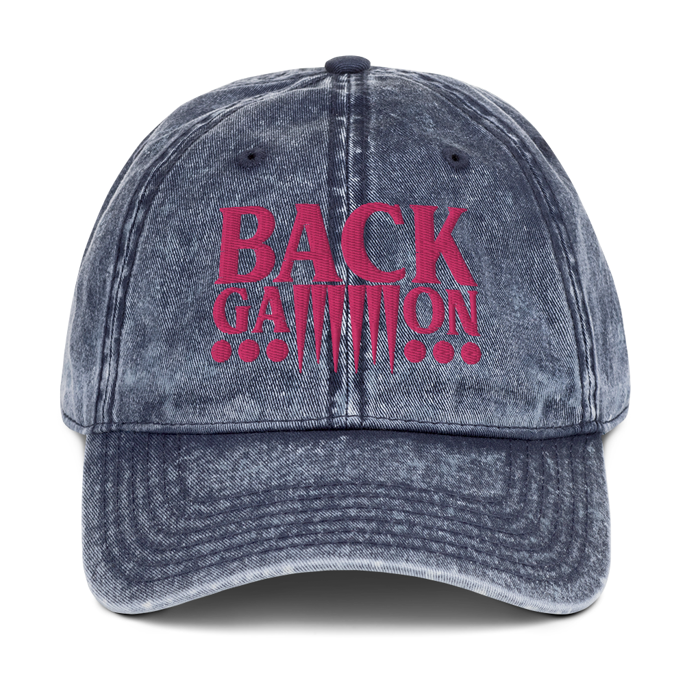 Backgammon Vintage Cotton Twill Hat (pink embroidery