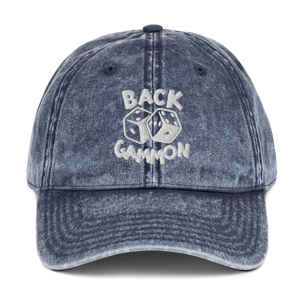 Backgammon Vintage Cotton Twill Hat (white embroidery)