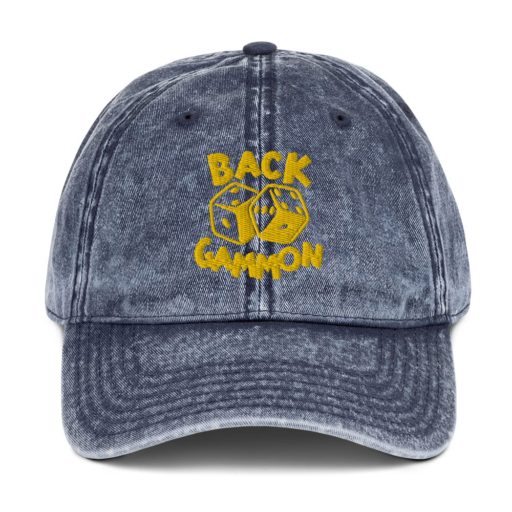 Backgammon Vintage Cotton Twill Hat (yellow embroidery)