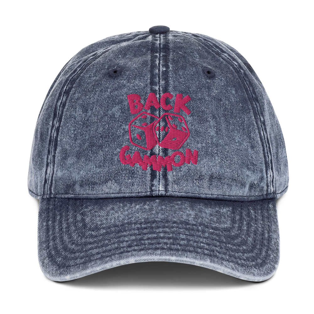 Backgammon Vintage Cotton Twill Hat (pink embroidery)