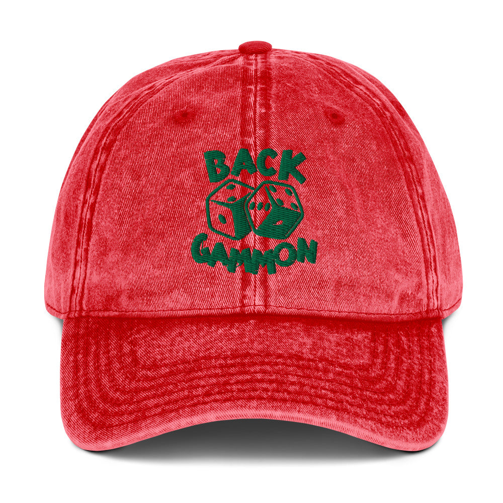 Backgammon Vintage Cotton Twill Hat (green embroidery)